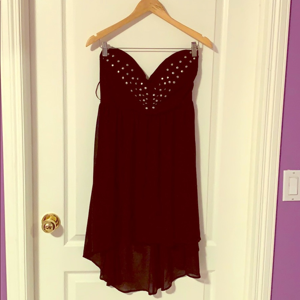 black strapless high-low dress!